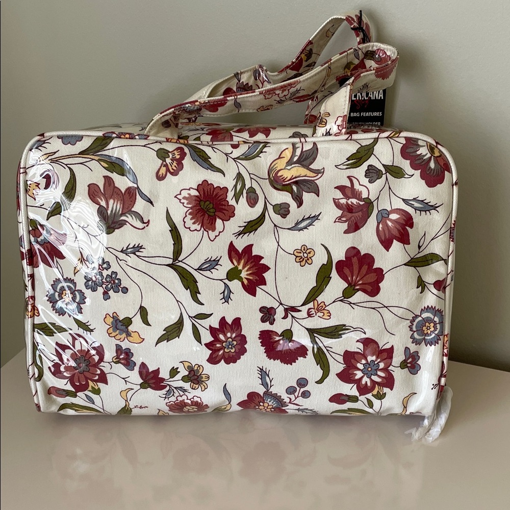 NWT AMERICANA by SHARF travel cosmetic bag with containers o/s